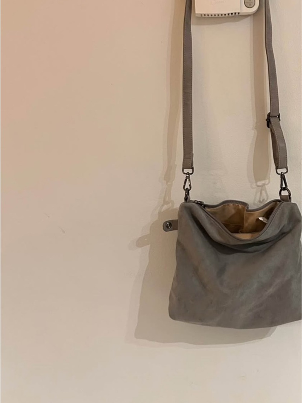 Gray Suede Crossbody Bag - Women